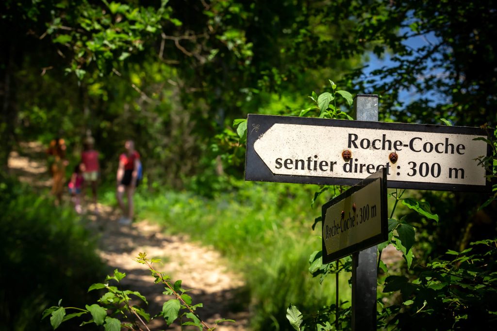 Panneaux directionnels, randonnée, sentier, Berzé-la-Ville