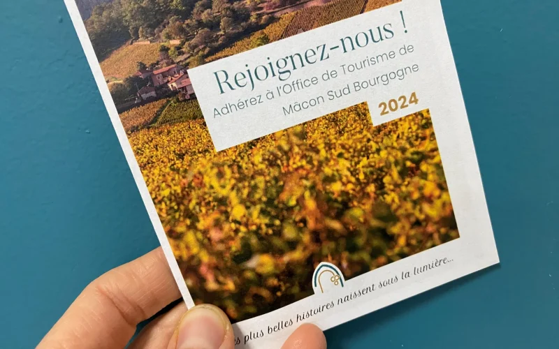 Flyer, adhésion 2024, office de tourisme, Mâcon Sud Bourgogne